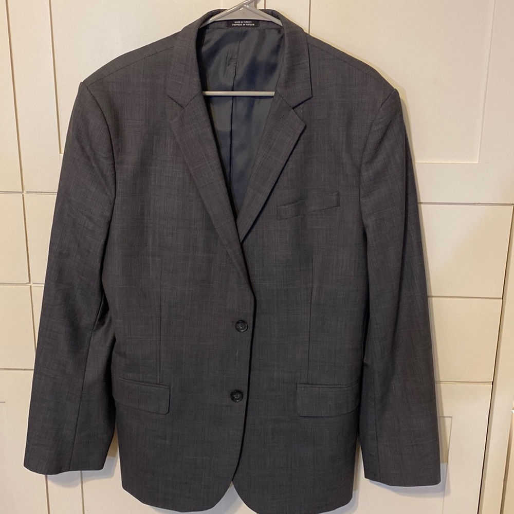 Express Gray Windowpane Producer Suit 44R 34x32